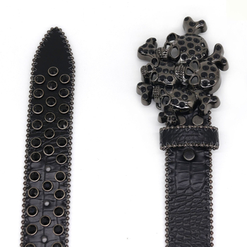 Europietiško ir amerikietiško dizainerio stiliaus kaukolės inkrustuotas kalnų krištolinis diržas, y2k prabangus pankroko mados stiliaus kalnų krištolinis diržas