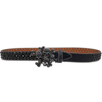 Europietiško ir amerikietiško dizainerio stiliaus kaukolės inkrustuotas kalnų krištolinis diržas, y2k prabangus pankroko mados stiliaus kalnų krištolinis diržas