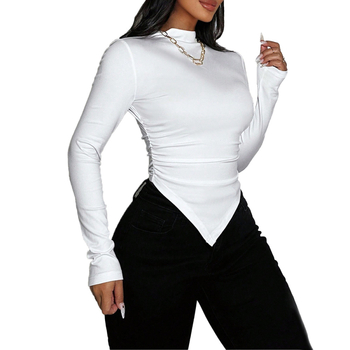 Tricou International Station fierbinte pentru femei, stil simplu și pur, toamnă și iarnă, cu aer condiționat ridicat, textură, slim-fit, slăbire, scurt top