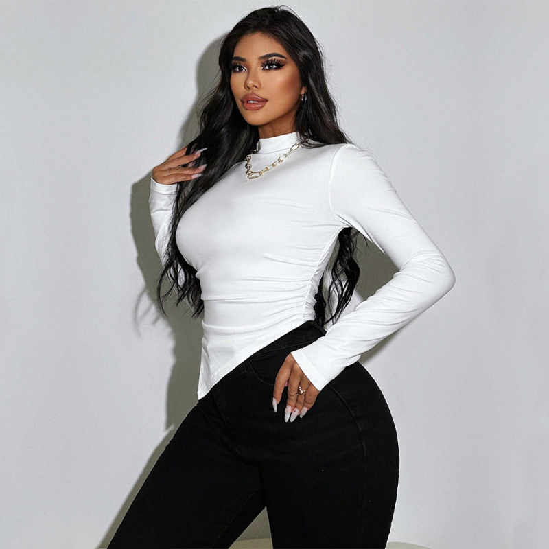 Tricou International Station fierbinte pentru femei, stil simplu și pur, toamnă și iarnă, cu aer condiționat ridicat, textură, slim-fit, slăbire, scurt top