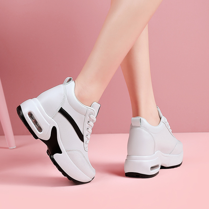 8 cm vidinis aukštis didinantis moteriškas batas odinis sportinis mažas baltas batas moteriškas mažas ūgis didinantis batas 42 jardų plius dydis batai su pripučiama pagalve banguoti batai