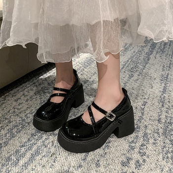 Γυναικεία παπούτσια Mary Jane για άνοιξη και φθινόπωρο 2024, μοντέρνα, με στρογγυλό κεφάλι και χοντρό κάτω μέρος, αγκράφα, ζώνη, χοντρό τακούνι, χονδρικής