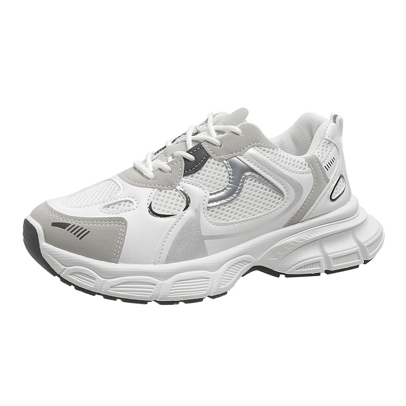 Europietiškos stoties tinklelio kvėpuojantys Paryžiaus tėčio batai moterims, 2024 m. nauji mados nišiniai storo pado aukštinantys laisvalaikio sportiniai bateliai