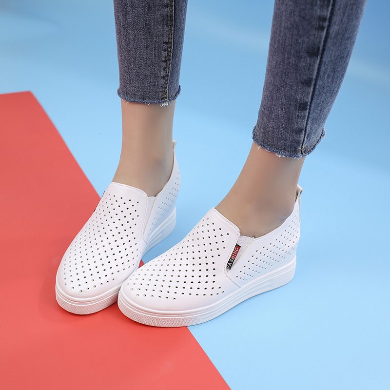 Letné duté trendy dámske topánky, priedušné biele topánky, univerzálne nazúvacie topánky, ležérne pohodlné, odolné proti opotrebovaniu, mokasíny