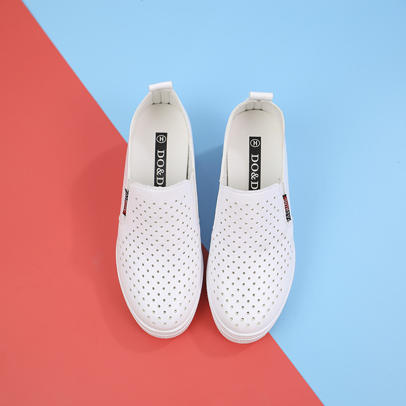 Letné duté trendy dámske topánky, priedušné biele topánky, univerzálne nazúvacie topánky, ležérne pohodlné, odolné proti opotrebovaniu, mokasíny