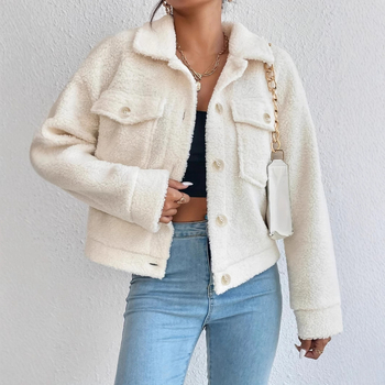 Φθινόπωρο και χειμώνας 2024 Ευρώπη και Αμερική Amazon εξωτερικό εμπόριο νέο κοντό βελούδο λευκό μάλλινο παλτό χειμερινό κοντό παλτό μάλλινο