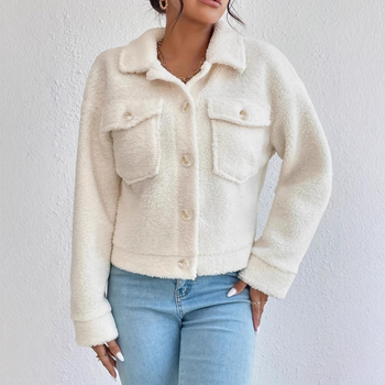 Φθινόπωρο και χειμώνας 2024 Ευρώπη και Αμερική Amazon εξωτερικό εμπόριο νέο κοντό βελούδο λευκό μάλλινο παλτό χειμερινό κοντό παλτό μάλλινο