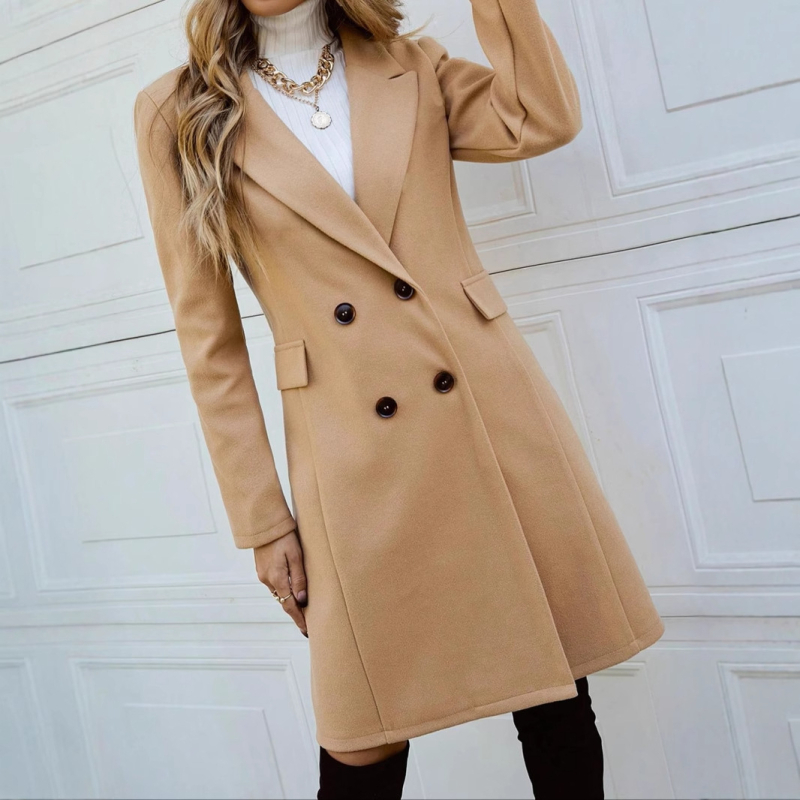 Határokon átnyúló Amazon Európa és Amerika Kereskedelmi Új Stílusú Őszi Téli Női Elegáns Kabát Dupla Soros Gombos Őszi Téli Kabát Női Ruházat
