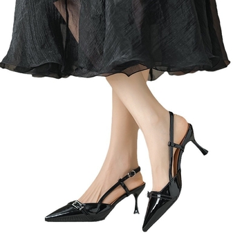 Άνοιξη 2026, Βρετανικό Στυλ, Νέα Σανδάλια με Λεπτά Ψηλοτάκουνα, Ανοιχτή Πλάτη, Μονό Λουράκι και Αγκράφα, Μοντέρνα Σανδάλια