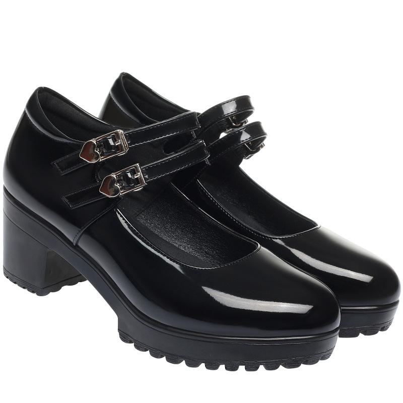 Topánky na prehliadku modeliek Cheongsam, čierne topánky na platforme s vysokým podpätkom, kožené topánky pre matky stredného a staršieho veku, etiketa, dámske topánky