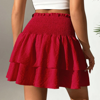 Na sklade cezhraničná európska a americká móda jednofarebné dámske oblečenie letné nové módne skladané sukne sexy horúce dievča lotosový list sukňa