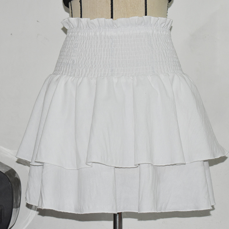 Na sklade cezhraničná európska a americká móda jednofarebné dámske oblečenie letné nové módne skladané sukne sexy horúce dievča lotosový list sukňa