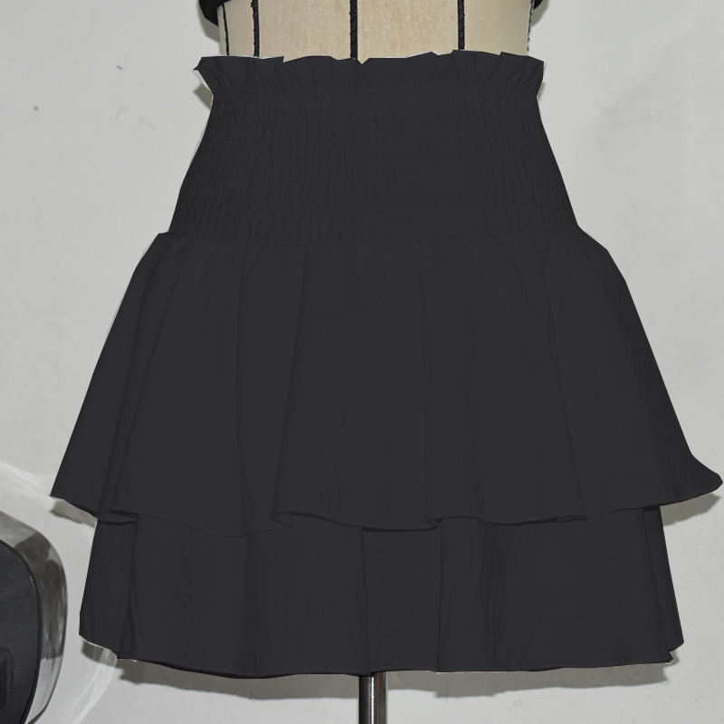 Na sklade cezhraničná európska a americká móda jednofarebné dámske oblečenie letné nové módne skladané sukne sexy horúce dievča lotosový list sukňa