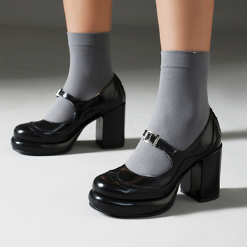 Παπούτσια εξωτερικού εμπορίου με χοντρή σόλα 43 ιντσών Amazon 2024 Νέα ψηλοτάκουνα παπούτσια Mary Jane Μονά παπούτσια με χοντρά μεγάλα παπούτσια με δαντέλα Burned 33 γυναικών