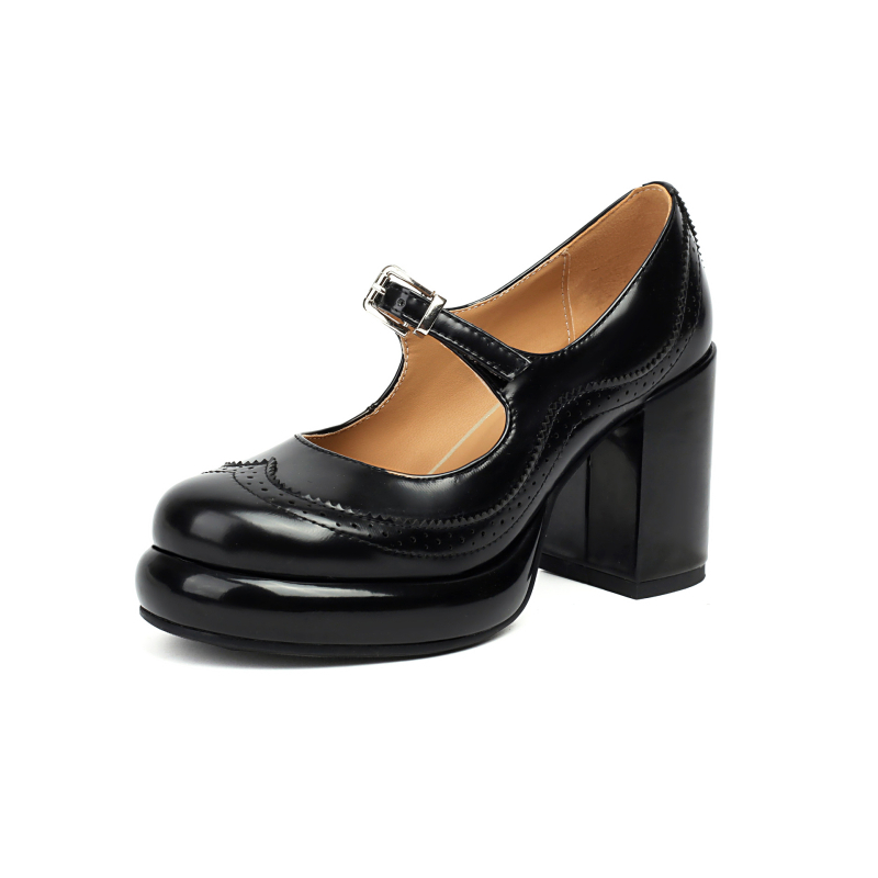 Παπούτσια εξωτερικού εμπορίου με χοντρή σόλα 43 ιντσών Amazon 2024 Νέα ψηλοτάκουνα παπούτσια Mary Jane Μονά παπούτσια με χοντρά μεγάλα παπούτσια με δαντέλα Burned 33 γυναικών