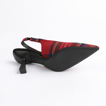 088-9 Εξωτερικού Εμπορίου Ευρωπαϊκό Τελευταίο Κώδικα Χρώμα Αντίθεσης Καρό Σουέτ Baotou Empty Mix με Λεπτό Τακούνι 7cm Casual Ψηλοτάκουνα Σανδάλια