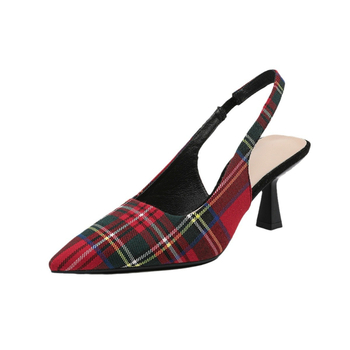 088-9 Εξωτερικού Εμπορίου Ευρωπαϊκό Τελευταίο Κώδικα Χρώμα Αντίθεσης Καρό Σουέτ Baotou Empty Mix με Λεπτό Τακούνι 7cm Casual Ψηλοτάκουνα Σανδάλια