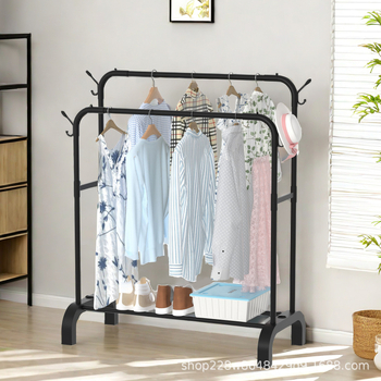 Ράφι ρούχων επιδαπέδια με παπουτσοθήκη, απλή απλώστρα ρούχων για μπαλκόνι, αποθήκευση υπνοδωματίου, ράβδος στεγνώματος ρούχων για εσωτερικό χώρο, κρεμάστρα ρούχων