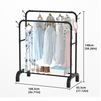 Ράφι ρούχων επιδαπέδια με παπουτσοθήκη, απλή απλώστρα ρούχων για μπαλκόνι, αποθήκευση υπνοδωματίου, ράβδος στεγνώματος ρούχων για εσωτερικό χώρο, κρεμάστρα ρούχων