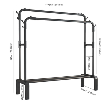 Ράφι ρούχων επιδαπέδια με παπουτσοθήκη, απλή απλώστρα ρούχων για μπαλκόνι, αποθήκευση υπνοδωματίου, ράβδος στεγνώματος ρούχων για εσωτερικό χώρο, κρεμάστρα ρούχων