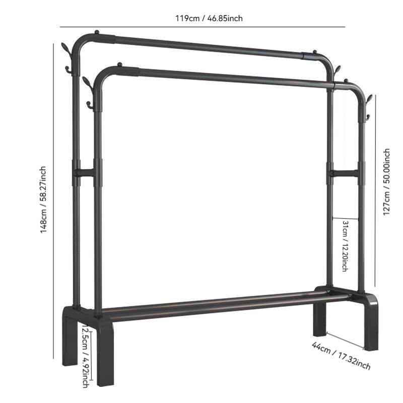Samostojeći stalak za odjeću s stalkom za cipele, jednostavan stalak za sušenje odjeće za balkon, spavaću sobu, šipka za sušenje odjeće, unutarnja vješalica za odjeću