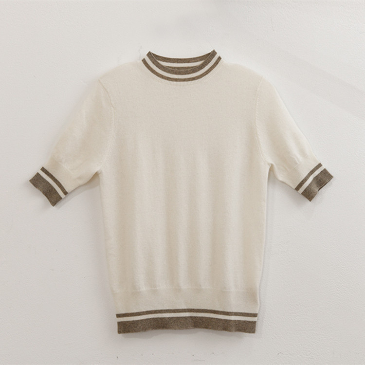 2022 Skorá jar Nový elegantný jednoduchý ležérny univerzálny sveter s polovičnými rukávmi, farebne zladený, dámsky sveter, základná košeľa, trendy