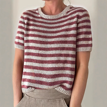 Európa a Spojené štáty americké cezhraničný Amazon nový módny krátky rukáv pruhovaný sveter sveter top