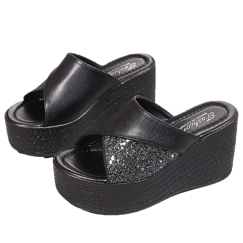 Piiriülese väliskaubanduse pluss-suuruses kiilsussid naistele 2025. aasta suvised uued litritega platvormiga alumised moodsed pealisrõivaste sussid