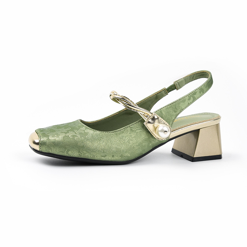 Letné nové sandále Baotou s hrubým podpätkom a štvorcovou špičkou vzadu, dutým remienkom a francúzskymi sandálami Mary Jane z roku 2025