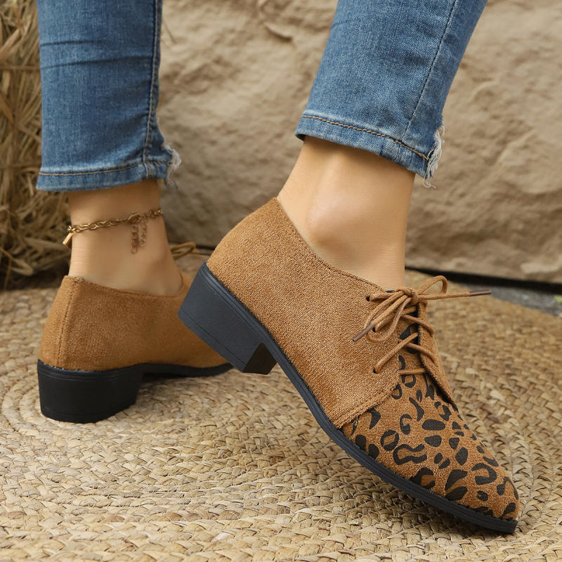 Jesenné topánky Four Seasons Shallow Mouth, veľkosť 43, veľkosť 36, dámske, s plytkými ústami, špicaté, semišové, so šnurovaním, s leopardím vzorom.