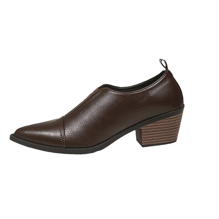 Jesenné špicaté hrubé podpätky, malé kožené topánky pre ženy, nové, plus size, retro profesionálne topánky z roku 2024, topánky s hlbokým ústami a nízkym podpätkom