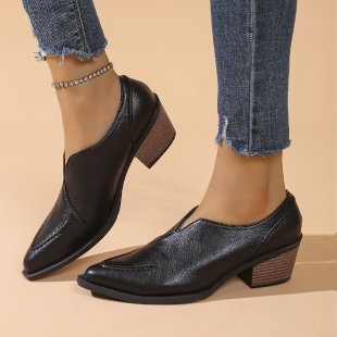 Εξωτερικού εμπορίου, μεγάλες μυτερές κοντές μπότες με χοντρό τακούνι, γυναικείες μπότες 2024, φθινόπωρο και χειμώνα, νέες γυναικείες μπότες ρετρό χειροποίητες με χαμηλό τακούνι, μικρές δερμάτινες μπότες με μονό τακούνι