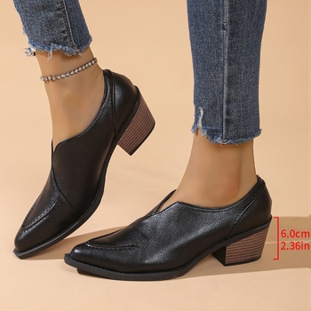 Εξωτερικού εμπορίου, μεγάλες μυτερές κοντές μπότες με χοντρό τακούνι, γυναικείες μπότες 2024, φθινόπωρο και χειμώνα, νέες γυναικείες μπότες ρετρό χειροποίητες με χαμηλό τακούνι, μικρές δερμάτινες μπότες με μονό τακούνι