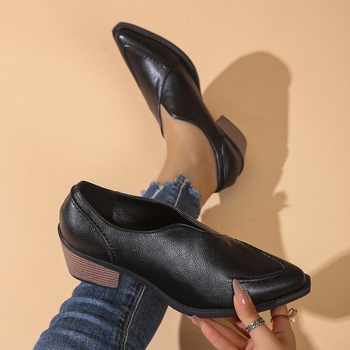 Εξωτερικού εμπορίου, μεγάλες μυτερές κοντές μπότες με χοντρό τακούνι, γυναικείες μπότες 2024, φθινόπωρο και χειμώνα, νέες γυναικείες μπότες ρετρό χειροποίητες με χαμηλό τακούνι, μικρές δερμάτινες μπότες με μονό τακούνι