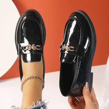 Γυναικεία δερμάτινα παπούτσια βρετανικού στιλ, μεγάλα μεγέθη, Φθινόπωρο 2024, Νέα ιαπωνικά JK χοντρά γαλλικά μοκασίνια με slip-on