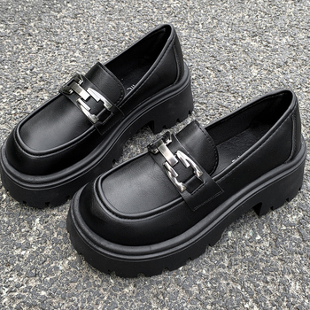 Dámske mokasíny s hrubou podrážkou a okrúhlou hlavou na jar a jeseň 2024, nové outdoorové oblečenie, zväčšené malé kožené topánky v britskom štýle, veľkoobchod Mary Jane