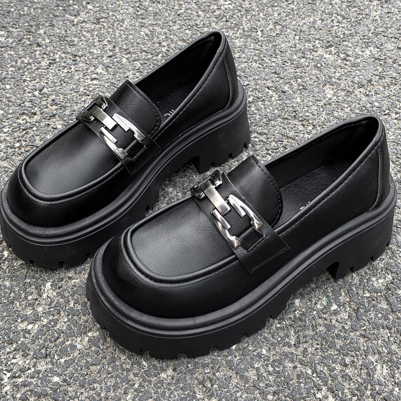 Dámske mokasíny s hrubou podrážkou a okrúhlou hlavou na jar a jeseň 2024, nové outdoorové oblečenie, zväčšené malé kožené topánky v britskom štýle, veľkoobchod Mary Jane