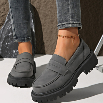 Dámske mokasíny s hrubou podrážkou plus size, veľkosť muffin, jednoduché topánky, jar 2024, nové, britský štýl, študentské topánky s mäkkou podrážkou, malé kožené topánky pre ženy