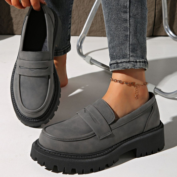 Dámske mokasíny s hrubou podrážkou plus size, veľkosť muffin, jednoduché topánky, jar 2024, nové, britský štýl, študentské topánky s mäkkou podrážkou, malé kožené topánky pre ženy