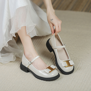 Μικρά, αόρατα, εσωτερικά, γυναικεία παπούτσια, μέγεθος 34, μικρό, 313233, βρετανικού στιλ, γαλλικά, λευκά, δερμάτινα παπούτσια Mary Jane για γυναίκες