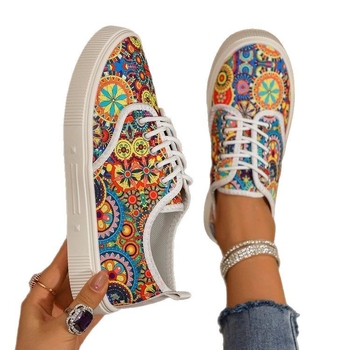 2024 Εξωτερικού Εμπορίου Νέο Στυλ Μεγάλου Μεγέθους Πολύχρωμα Χαμηλά Μονά Παπούτσια Γυναικεία Εθνικό Στυλ Βαμμένο Καμβά Lazy Flat Sole Μονά Παπούτσια