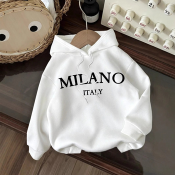 Nová, horúca predajná, ležérna mikina s kapucňou a potlačou písmen Milano, jeseň a zima, všestranná pre ženy, jeseň a zima