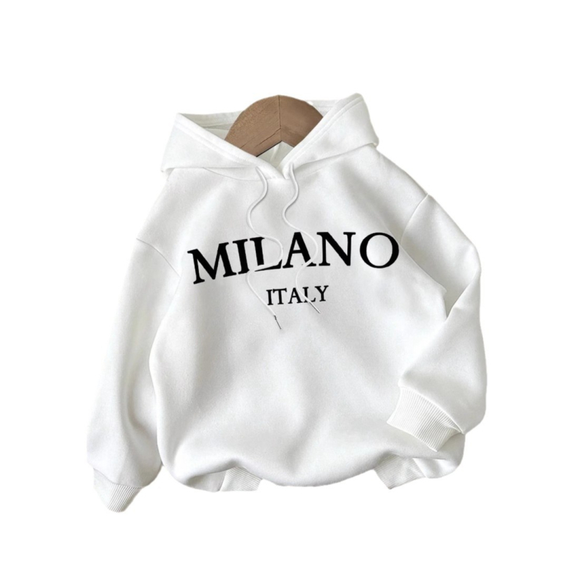 Nová, horúca predajná, ležérna mikina s kapucňou a potlačou písmen Milano, jeseň a zima, všestranná pre ženy, jeseň a zima