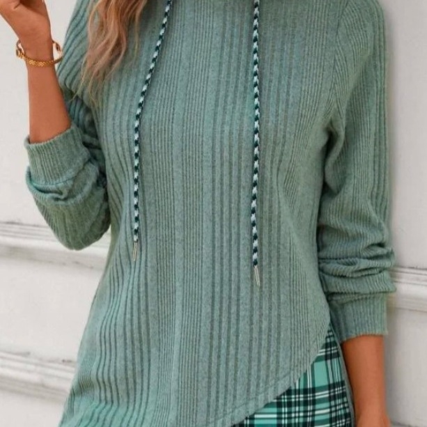 Prekogranična vanjska trgovina Jesenska odjeća 2023 Ženska odjeća Amazon Europski i američki pleteni šavovi Kontrastne boje Žakard pulover s kapuljačom dugih rukava