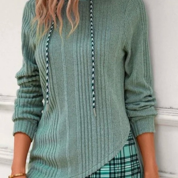 Prekogranična vanjska trgovina Jesenska odjeća 2023 Ženska odjeća Amazon Europski i američki pleteni šavovi Kontrastne boje Žakard pulover s kapuljačom dugih rukava