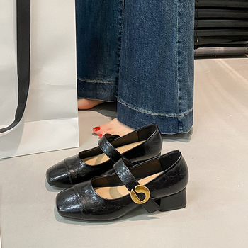 Άνοιξη 2025 Νέα Γαλλικά Παπούτσια με Ρετρό Τετράγωνη Δάχτυλη και Ρηχό Στόμα, Γυναικεία Παπούτσια με Μεσαίο Τακούνι, Άνοιξη και Φθινόπωρο, Βραδινά Παπούτσια με Κομψό Τακούνι Νεράιδας