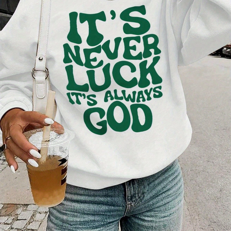 Dámsky sveter s okrúhlym výstrihom a potlačou písmen - ležérny pulóver s dlhým rukávom na jeseň a zimu, prateľný v práčke