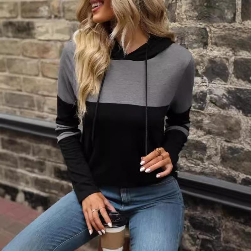 Cezhraničné 2023 Amazon Jesenné a zimné nové tričká TEMU Európska a americká móda s kapucňou, pletené oblečenie s dlhým rukávom pre ženy