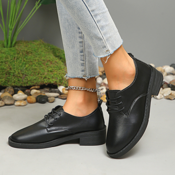 Jar/leto 2025 Nové japonsko-britské štýlové dámske mokasíny s okrúhlou špičkou a šnurovaním na hrubom podpätku, hrubá podrážka, šnurovacie kožené topánky