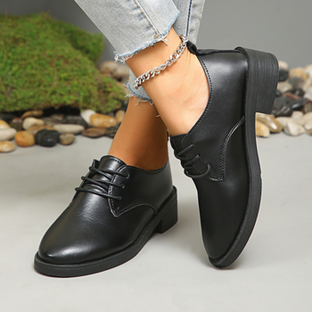 Jar/leto 2025 Nové japonsko-britské štýlové dámske mokasíny s okrúhlou špičkou a šnurovaním na hrubom podpätku, hrubá podrážka, šnurovacie kožené topánky